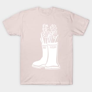 Hyacinth White Lineart Rain Boots T-Shirt